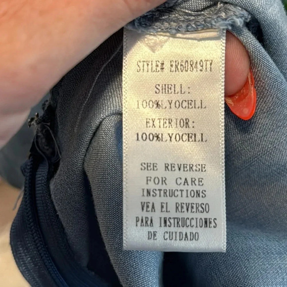 En Creme Jumpsuit Chambre Denim Side Tie Size Large - Picture 3 of 8